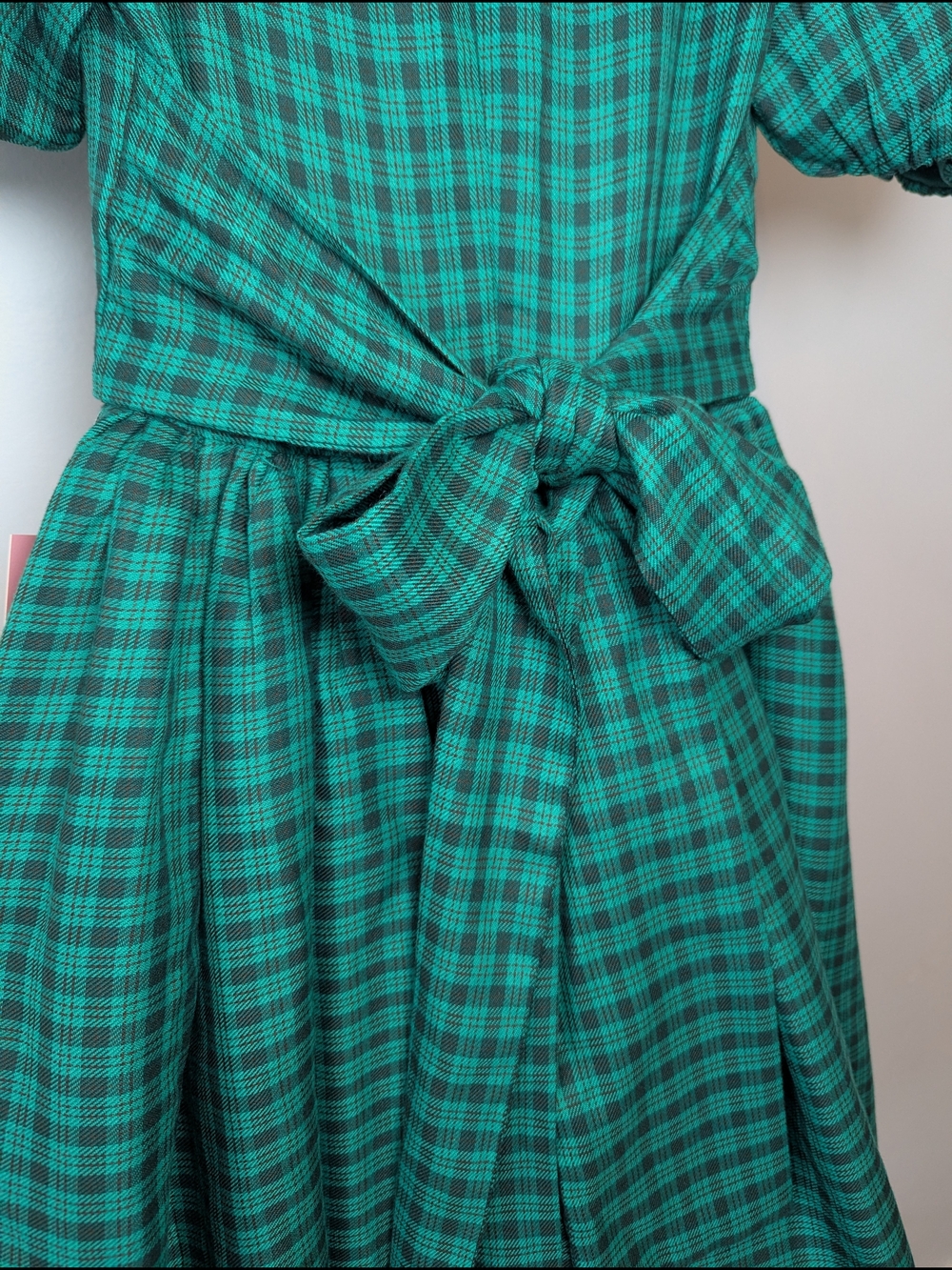 NWT Ivy City Co. Women’s Size 2 Green Plaid Puff Sleeve Cupcake Midi Dress - Picture 9 of 10